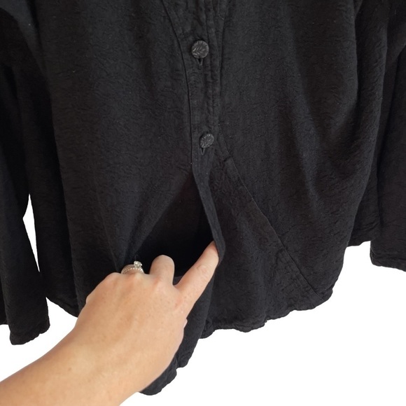 FLAX Black Button-Down Heavy Weight Shirt Jacket, Size S - Picture 3 of 6